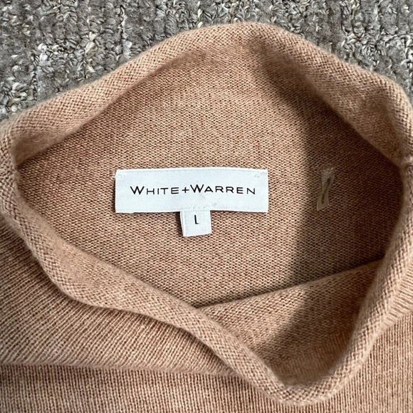White + Warren Wool Cashmere Camel Tan Sweater Size Large - Picture 2 of 7